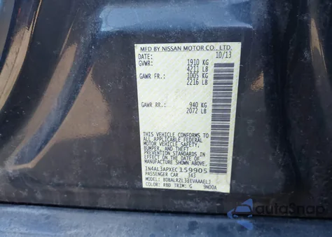 2014 Nissan Altima 2.5 S from USA, damaged, VIN 1N4AL3APXEC159905